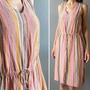 Drew • Agave Linen Blend Tie Waist Dress